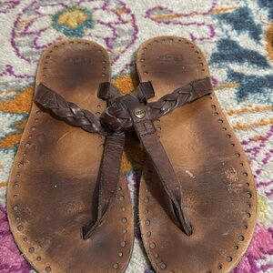 UGG Tan Braided Leather Sandals
